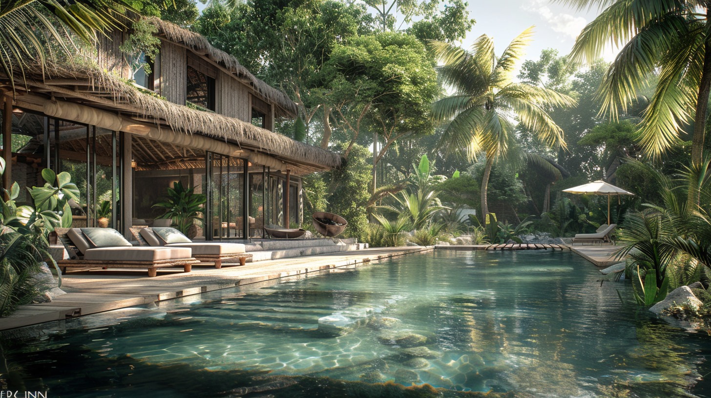 Luxurious tropical villa with a pool in Samui.