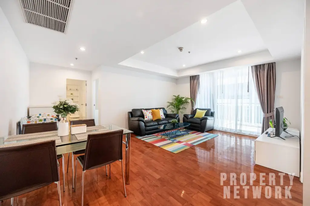 Spacious 2-bedroom, 2-bathroom condo for rent at Baan Siri 24, 110 sqm on the 20th floor. Fully furnished, prime Sukhumvit location, 70,000 THB/month near BTS Phrom Phong