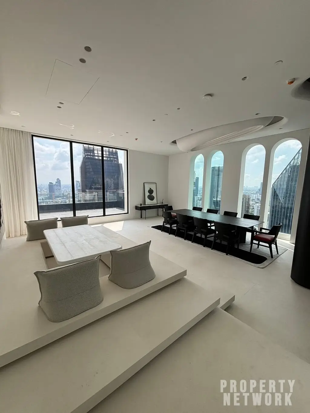 Luxury 4-bedroom, 5-bathroom condo at The Diplomat 39, 450 sqm on the 30th fl. Stunning city views, and high-end amenities. Near BTS Phrom Phong. Sale: 250M THB
