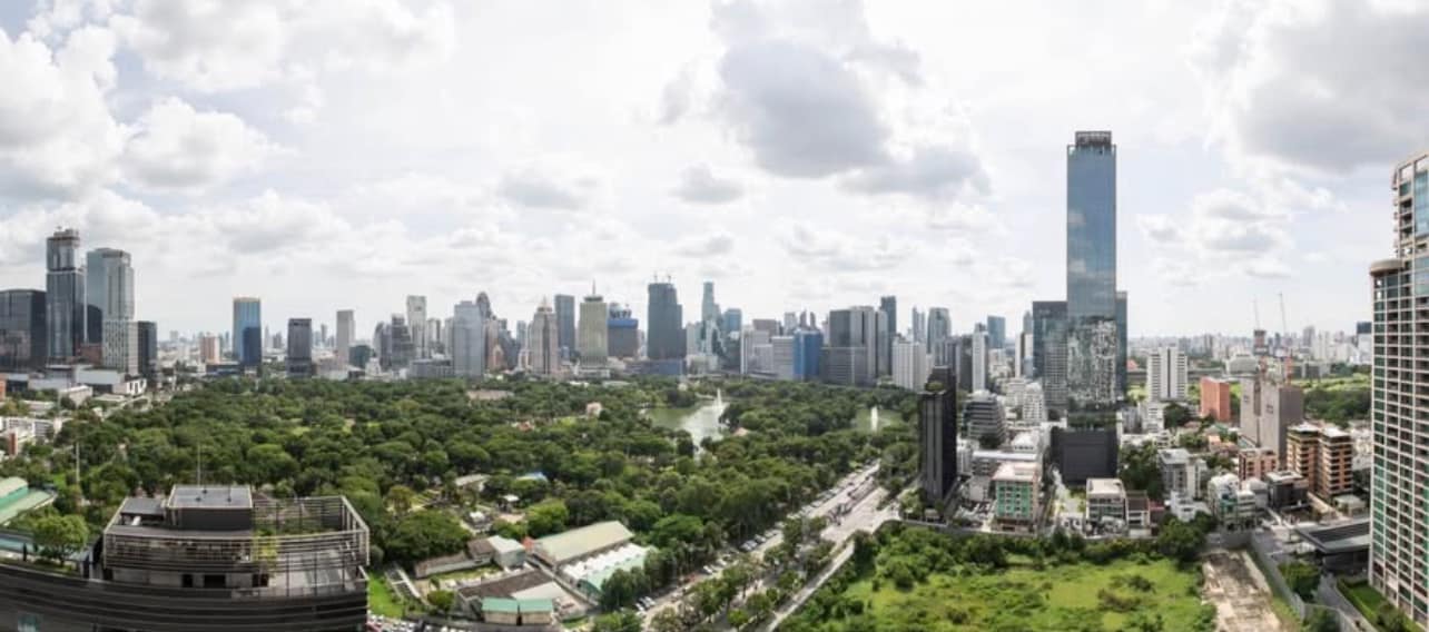 Luxury 3-bedroom, 3-bathroom penthouse with 280 sqm, large balcony, and premium furnishings at MUNIQ Langsuan, Bangkok. Pet-friendly and centrally located.