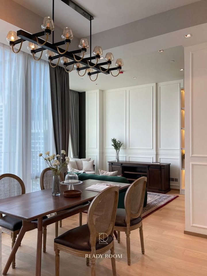 Luxury 2-bed, 2-bath combined unit at 28 Chidlom. 86 sqm, 24th floor, fully furnished, BTS Chidlom nearby. For sale 44M THB. Prime Bangkok location.