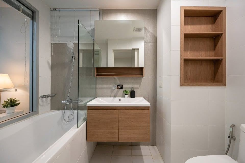 Modern 2-bedroom condo at The Seed Muse 26 with private garden, stylish interiors, and direct pool access in Sukhumvit 26, Bangkok.