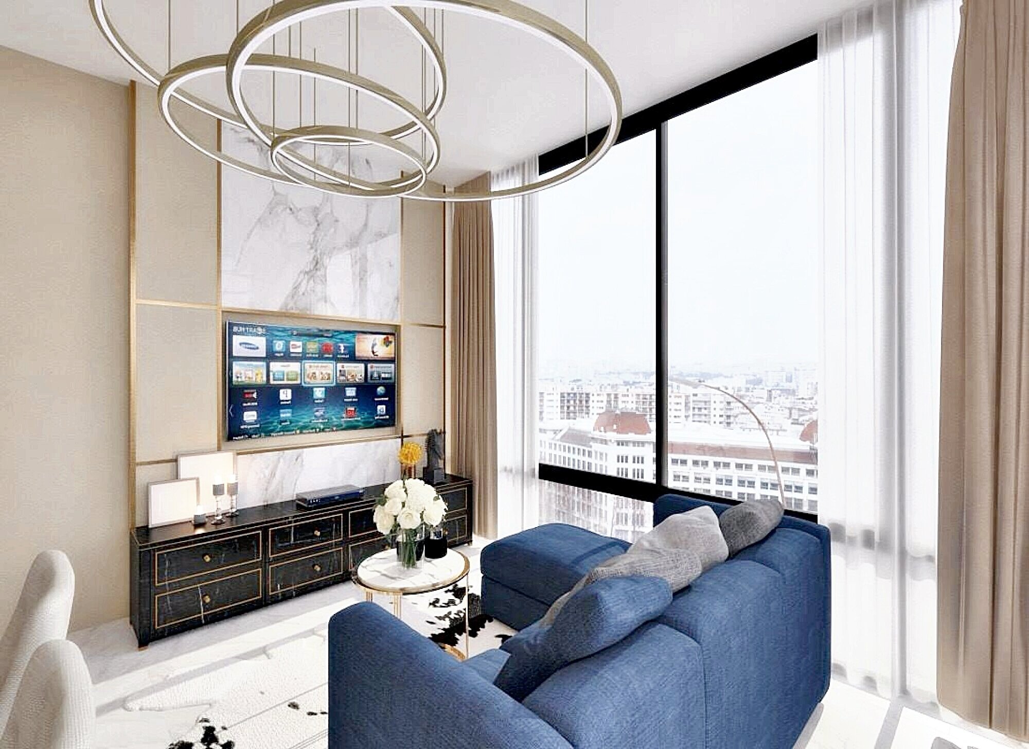 Luxury 2-bed, 2-bath condo for rent at Ashton Silom, 75 sqm, high floor, stunning city views. Prime CBD location near BTS & MRT. Rent: 83,000 THB/month.