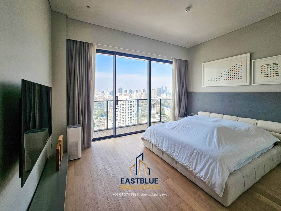 Luxury 2-bed 2-bath 111 sqm condo at TELA Thonglor for sale at 44.5M THB. High-floor unit with west-facing, unblocked view in prime Thonglor location.