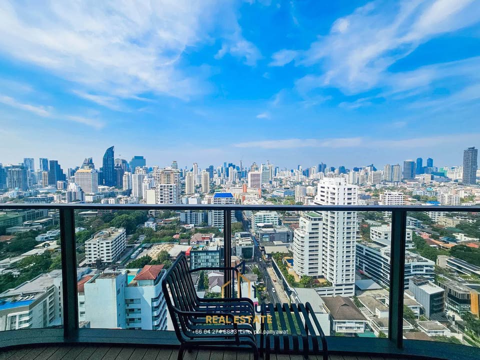 Luxury 2-bed 2-bath 111 sqm condo at TELA Thonglor for sale at 44.5M THB. High-floor unit with west-facing, unblocked view in prime Thonglor location.