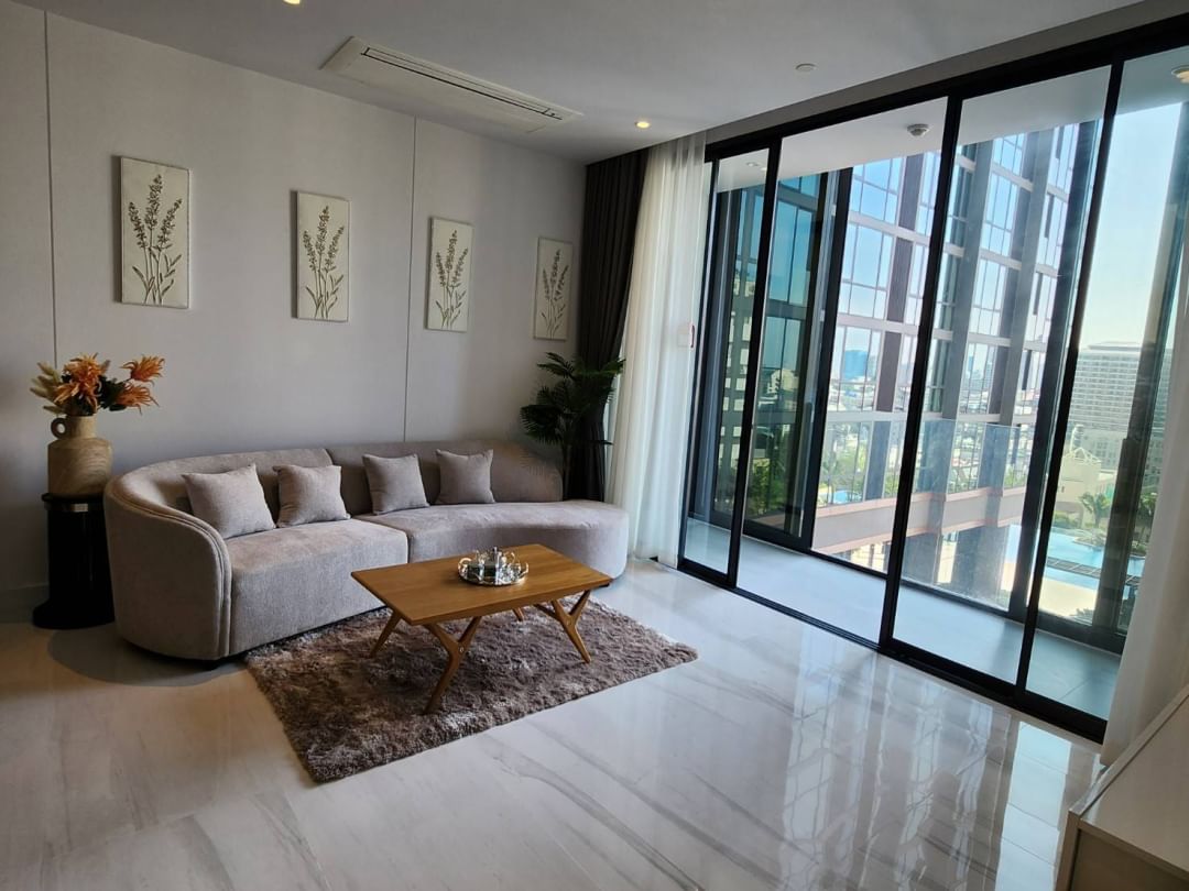 Luxurious 2-bed, 2-bath condo at Supalai Icon Sathorn, 93 sqm, pool view, fully furnished. Prime Sathorn location. Rent 100K THB. Contact us today!