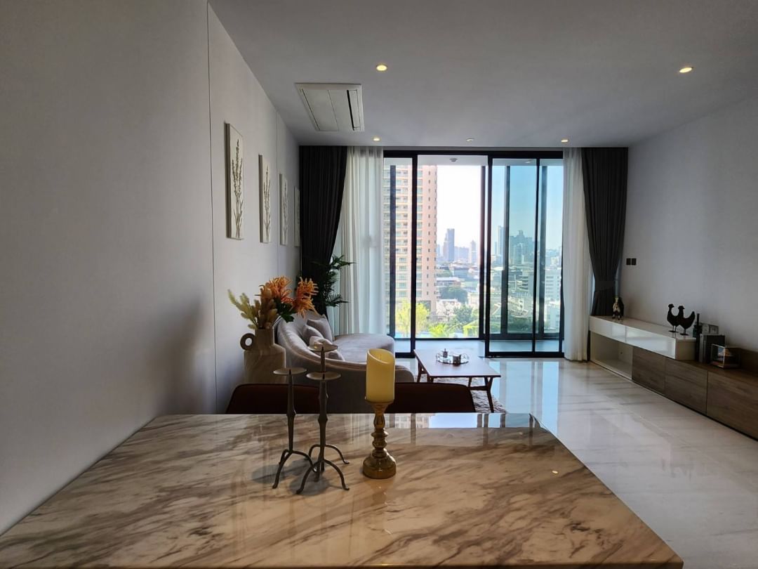 Luxurious 2-bed, 2-bath condo at Supalai Icon Sathorn, 93 sqm, pool view, fully furnished. Prime Sathorn location. Rent 100K THB. Contact us today!