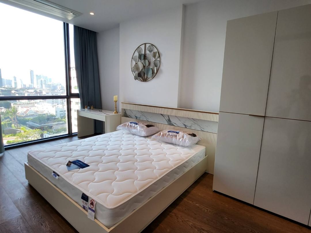 Luxurious 2-bed, 2-bath condo at Supalai Icon Sathorn, 93 sqm, pool view, fully furnished. Prime Sathorn location. Rent 100K THB. Contact us today!