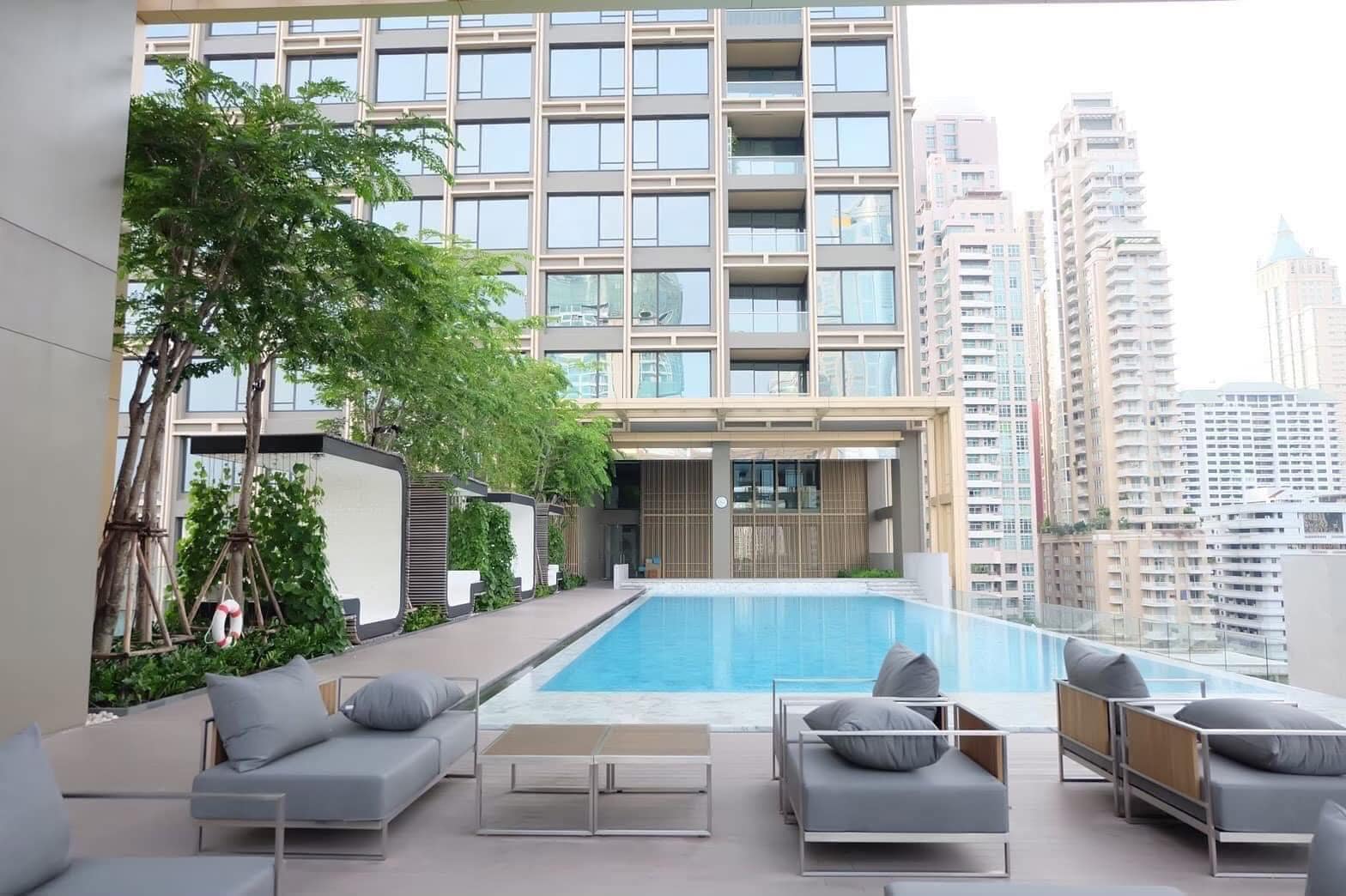 2-Bedrooms 2-Bathrooms 114 sqm condo at Sindhorn Residence for Rent 125,000 THB/Month or For Sale 28.9M THB. Prime Langsuan location, 3m ceilings, garden views.