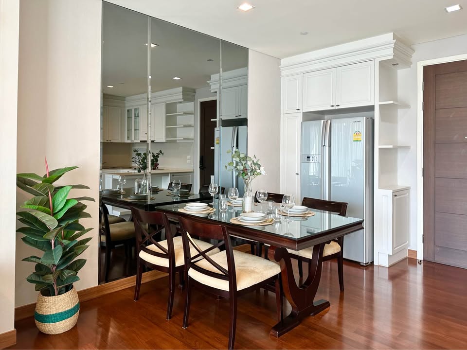 Stylish living room of 2-bedroom condo for rent at IVY Thonglor Bangkok with city view and modern furniture
