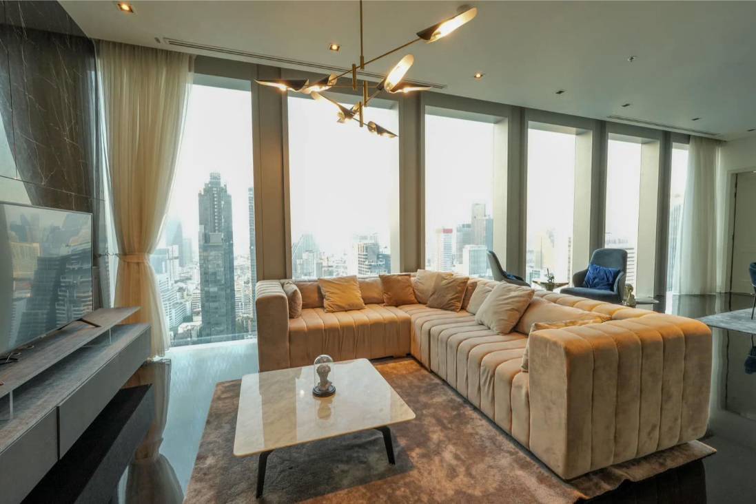 Luxury 2-bedroom, 124 sqm condo at The Ritz-Carlton Residences at MahaNakhon for rent at 300,000 THB/month. Premium facilities, BTS Chong Nonsi nearby.