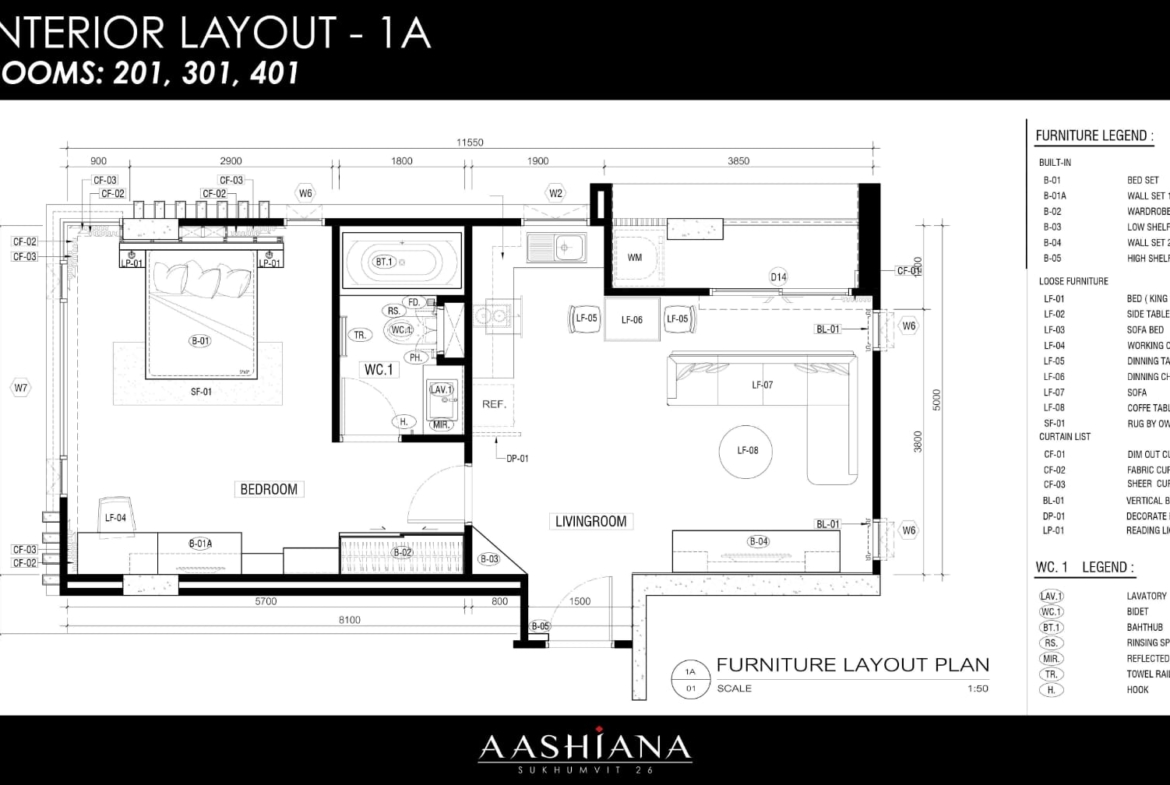 2 Bedrooms, 2 Bathrooms 80sqm size Aashiana Sukhumvit 26 For Rent 45,000THB