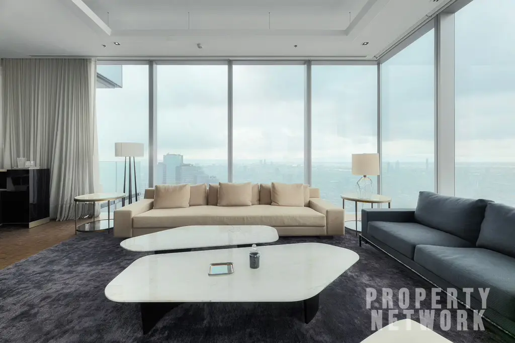 Discover luxury living at The Ritz-Carlton Residences, a 4-bedroom, 4-bathroom condo on the 58th floor, offering 486 sqm of elegance for sale at 350M THB. near BTS Chong Nonsi and near MRT Sam Yan