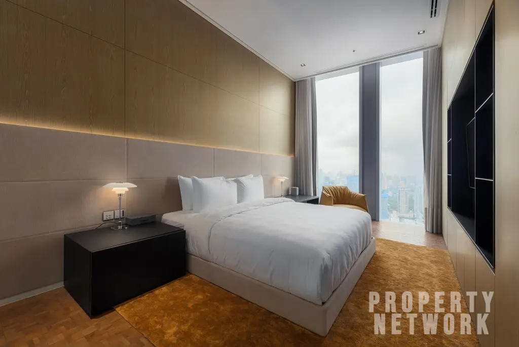 Discover luxury living at The Ritz-Carlton Residences, a 4-bedroom, 4-bathroom condo on the 58th floor, offering 486 sqm of elegance for sale at 350M THB. near BTS Chong Nonsi and near MRT Sam Yan