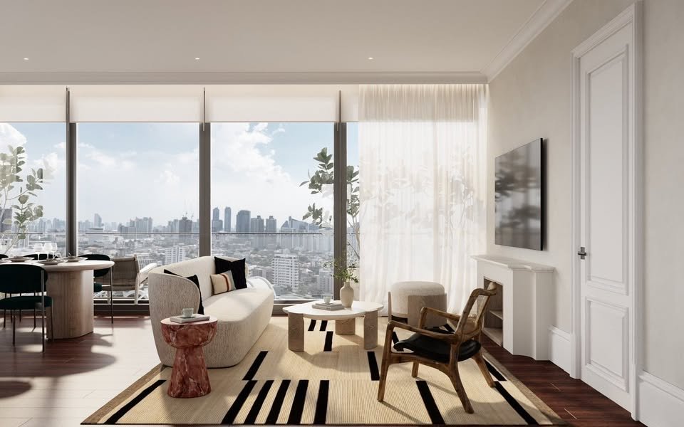 Luxurious 3-Bedroom, 3-Bathroom condo at KHUN by YOO Thonglor, 149 sqm, fully furnished, near BTS Thonglor, for rent at 275K THB/month. Move-in ready.