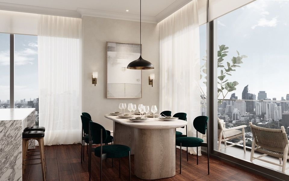 Luxurious 3-Bedroom, 3-Bathroom condo at KHUN by YOO Thonglor, 149 sqm, fully furnished, near BTS Thonglor, for rent at 275K THB/month. Move-in ready.