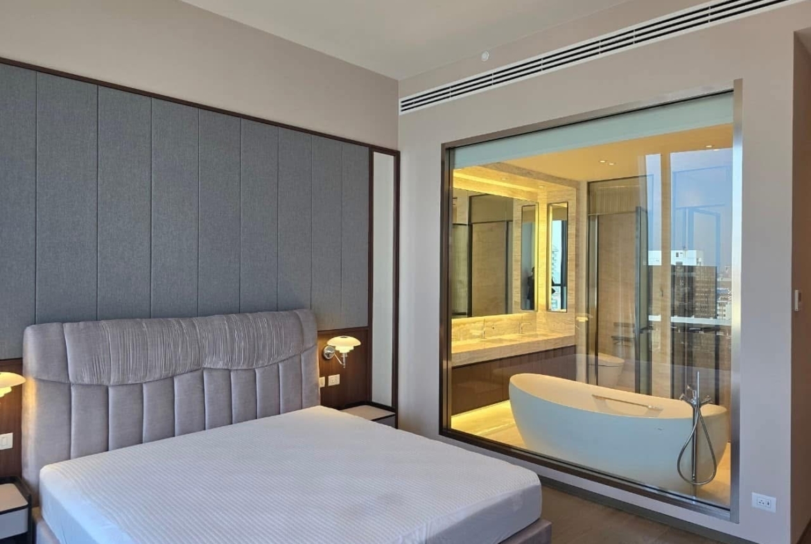 Luxury 3-bed, 3-bath condo at Scope Langsuan, 241 sqm, for rent at 480,000 THB/month. Prime location near BTS Ploenchit, with top-tier amenities and security.