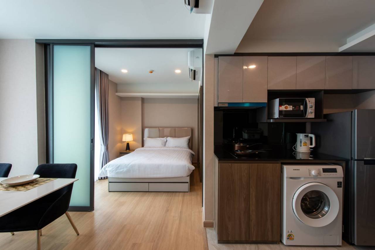2-bed, 2-bath condo at LLOYD Soonvijai-Thonglor, 54 sqm, for rent starting from 50,000 THB/month. Available Feb 17. Near BTS Thonglor. Fully furnished + free Wi-Fi.