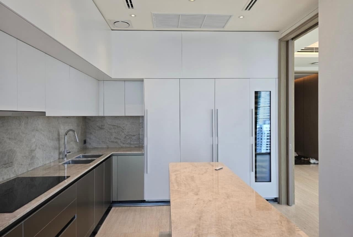 Luxury 3-bed, 3-bath condo at Scope Langsuan, 241 sqm, for rent at 480,000 THB/month. Prime location near BTS Ploenchit, with top-tier amenities and security.
