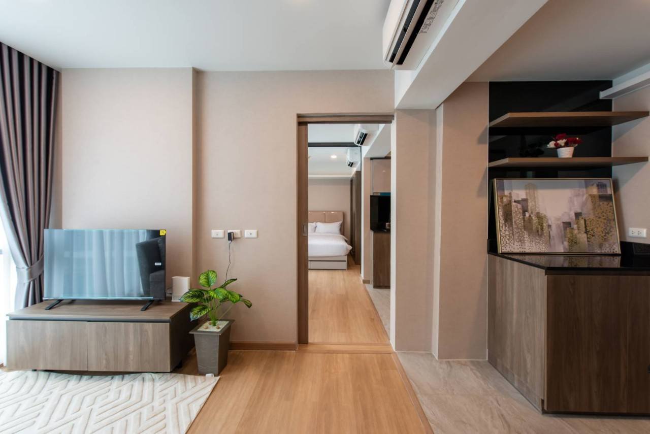 2-bed, 2-bath condo at LLOYD Soonvijai-Thonglor, 54 sqm, for rent starting from 50,000 THB/month. Available Feb 17. Near BTS Thonglor. Fully furnished + free Wi-Fi.
