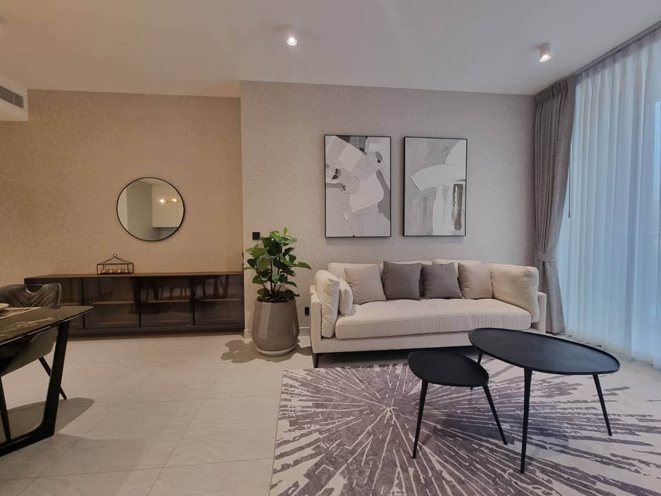 Luxury 2-bed, 2-bath, 98 sqm condo at Tait Sathorn 12, for rent at 120,000 THB/month. Near BTS Chong Nonsi & BTS Surasak. Fully furnished. Call now!