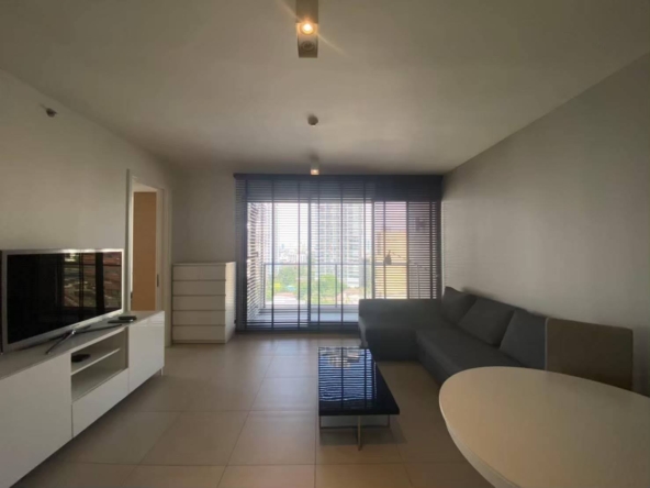 Beautiful 2-bed, 2-bath condo at The Lofts Ekkamai, 75 sqm. Rent for 60,000 THB/month. Fully furnished, modern design, and easy access to Ekkamai BTS.