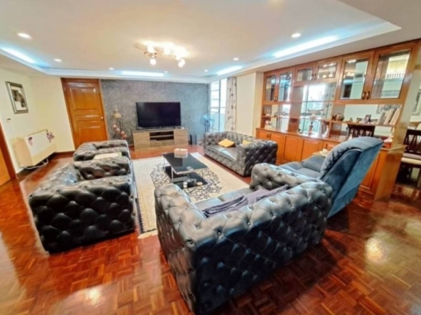 Spacious 4-bedroom condo at Tai Ping Towers, 252 sqm, fully furnished. Prime Ekamai location near BTS. Rent: 60,000 THB/month. Excellent amenities.