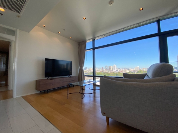 Luxurious 2-bed, 2-bath condo at Circle Living, 78.09 sqm, for rent at 55,000 THB/month. Fully furnished, with city views and modern amenities.