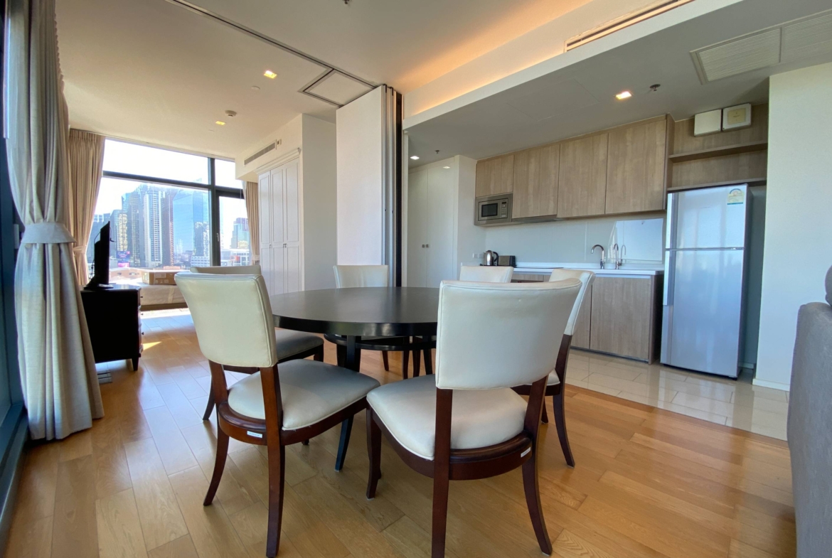 Luxurious 2-bed, 2-bath condo at Circle Living, 78.09 sqm, for rent at 55,000 THB/month. Fully furnished, with city views and modern amenities.
