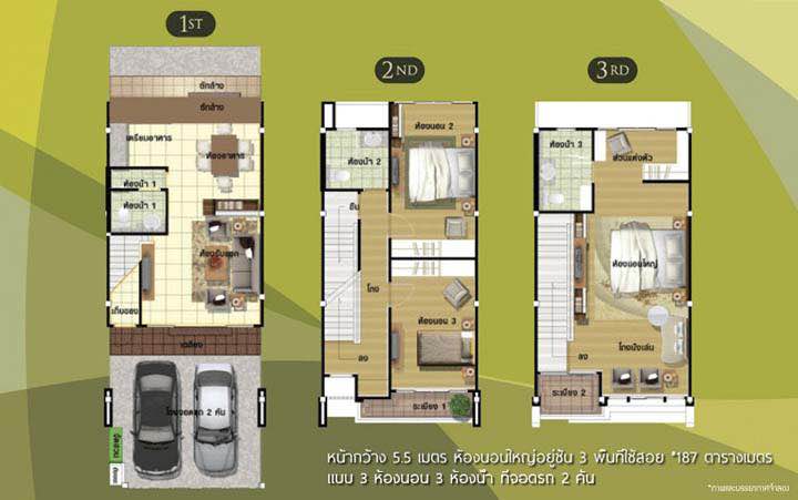 3-BR, 3-Bath, 187sqm Townhouse for Rent at Panasiri Residences, 38K/month, Near Lat Phrao MRT & Saphan Khwai BTS, Fully Furnished, 2 Parking Spaces