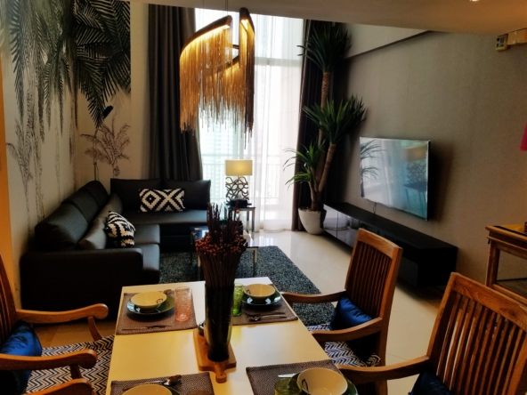 2-Bedroom, 2-Bathroom Duplex Condo, 108.9 sqm at The Empire Place, Sathon, Bangkok for Sale, 18,500,000 THB, Near BTS Chong Nonsi Station.
