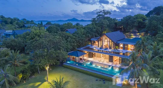 Luxury 6-bed, 6-bath beachfront villa at The Cape Residences, Phuket. 3,920 sqm of elegance with infinity pool, private beach & world-class amenities. ฿506M.