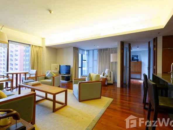 Luxurious 2-bed, 2-bath condo at Hansar Rajdamri, 112 sqm. For sale at ฿10,000,000 or for rent at ฿75,000/month. Prime location, top amenities.