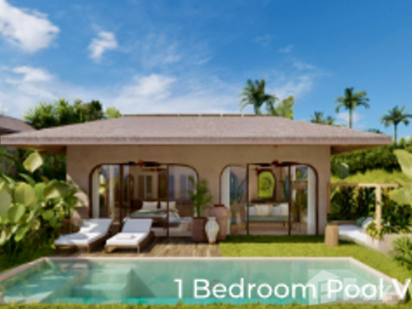 Luxury 1-bed, 1-bath 56 sqm villa at Oak & Verde, Koh Phangan. Private pool, garden, and terrace. For sale at ฿8,900,000. Contact us today!