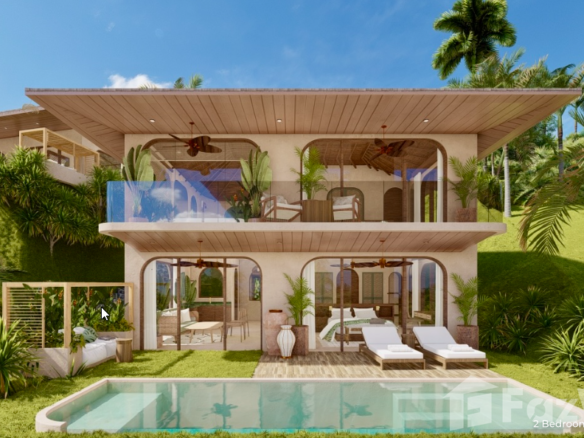 2-Bedroom 1-Bathroom 112 sqm Villa at Oak & Verde, Koh Phangan for sale at ฿12,900,000. Modern design, private pool, and tropical surroundings.