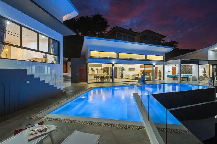 Luxury 4-bed 4.5-bath 882 SQM Villa Coco Koh Samui for sale. Private infinity pool, ocean views, top location in Chaweng Noi. Price 39.75M THB. Contact us now!
