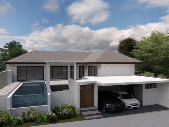 Modern 3-bedroom villa in Maenam, Koh Samui with private pool and customizable finishes. Price: 9.9M THB. Completion in 5-6 months.