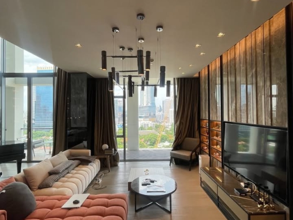 Luxury 2-bedroom 3-bathroom 220 sqm condo at Crystal Garden for sale in Sathorn. High floor, open views, concierge, lap pool, and tennis court.
