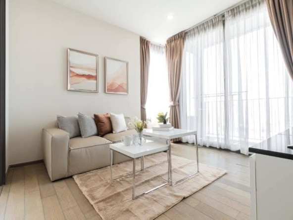 2-bedroom condo at Pyne by Sansiri, 68 sqm, 35th floor, near BTS Ratchathewi. Rent 49,000 THB/month. Fully furnished with pool, gym, and sauna.