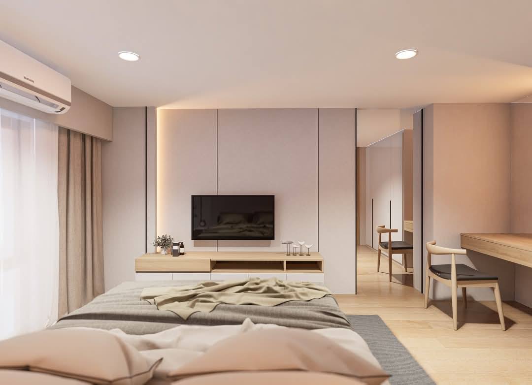 Spacious 3-bed, 2-bath condo at One9Five Asoke-Rama 9 for rent. Fully furnished, 110 sqm, luxury facilities, near MRT Rama 9. Rent: 100,000 THB/month.