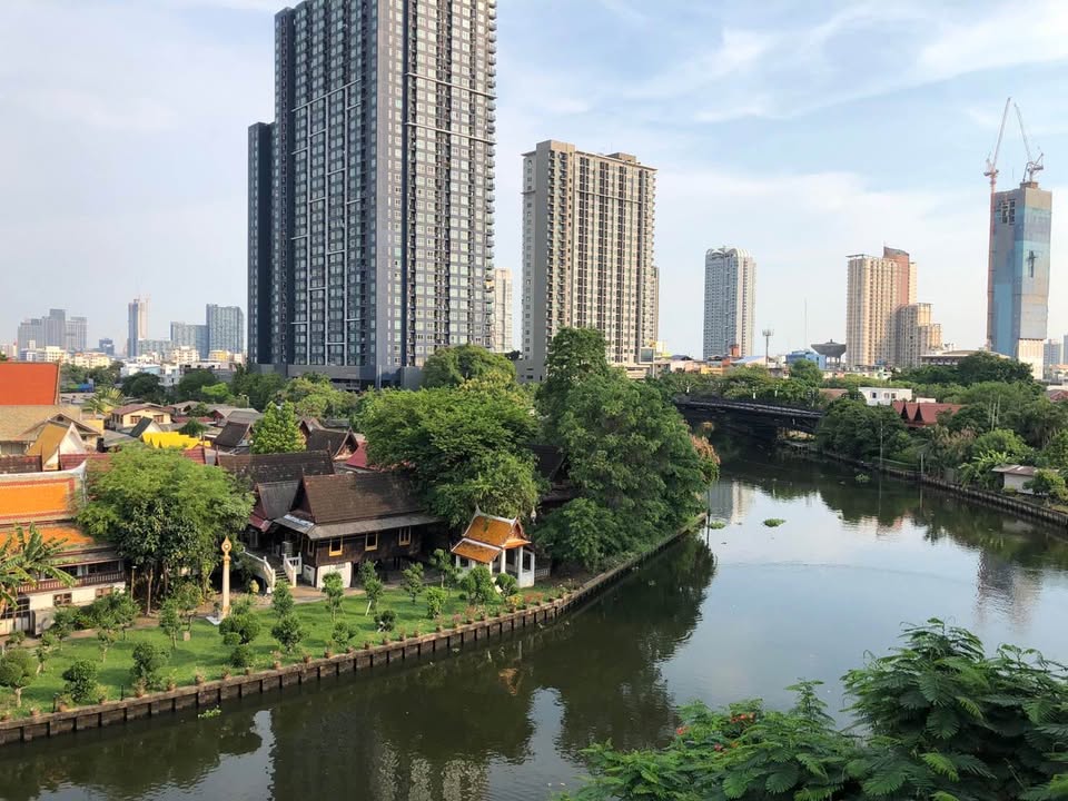 Modern 2-bedroom condo at Hasu Haus, 65 sqm, canal view, near BTS On Nut. Free shuttle service. High-end amenities. For rent at 40,000 THB/month.
