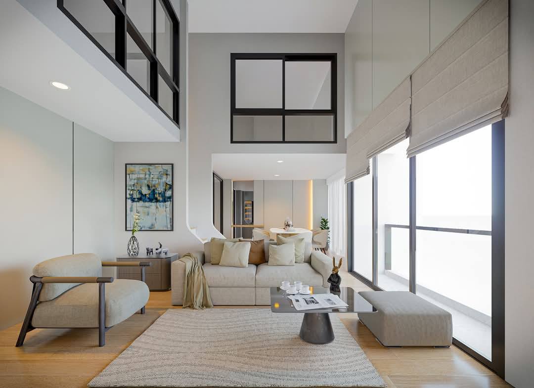 Spacious 3-bed, 2-bath condo at One9Five Asoke-Rama 9 for rent. Fully furnished, 110 sqm, luxury facilities, near MRT Rama 9. Rent: 100,000 THB/month.