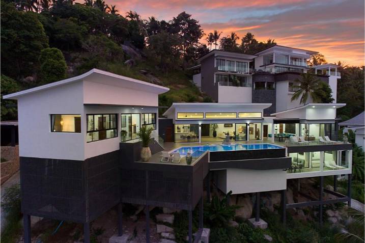Luxury 4-bed 4.5-bath 882 SQM Villa Coco Koh Samui for sale. Private infinity pool, ocean views, top location in Chaweng Noi. Price 39.75M THB. Contact us now!
