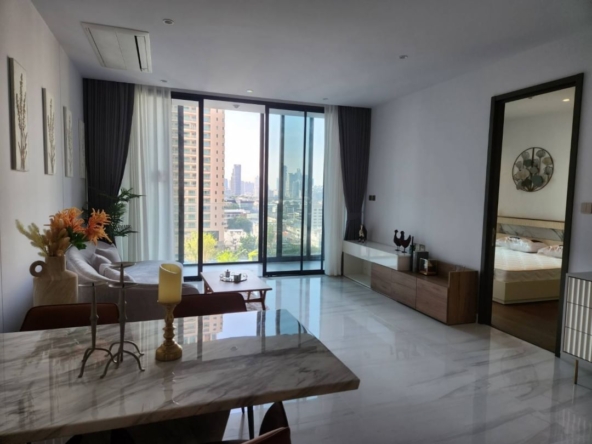 Luxurious 2-bed, 2-bath condo at Supalai Icon Sathorn, 93 sqm, pool view, fully furnished. Prime Sathorn location. Rent 100K THB. Contact us today!