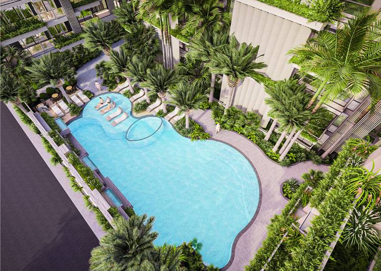 Luxury 1-bedroom 48.22 SQM condo at Siam Oriental Oasis for sale 6.06M THB. Prime Pratumnak Hill location, pool, sauna, gym. Great for living or investment!