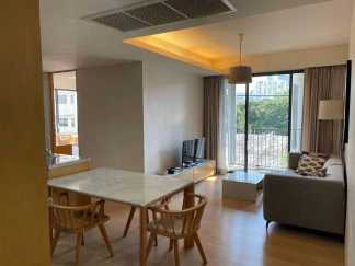 Corner 2BR 2BA condo at Siamese Gioia Sukhumvit 31, 69 sqm, fully furnished, 3rd floor, city view, rent 43,000 THB/month. Near Phrom Phong BTS.