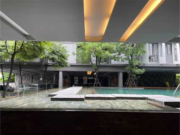 Corner 2BR 2BA condo at Siamese Gioia Sukhumvit 31, 69 sqm, fully furnished, 3rd floor, city view, rent 43,000 THB/month. Near Phrom Phong BTS.