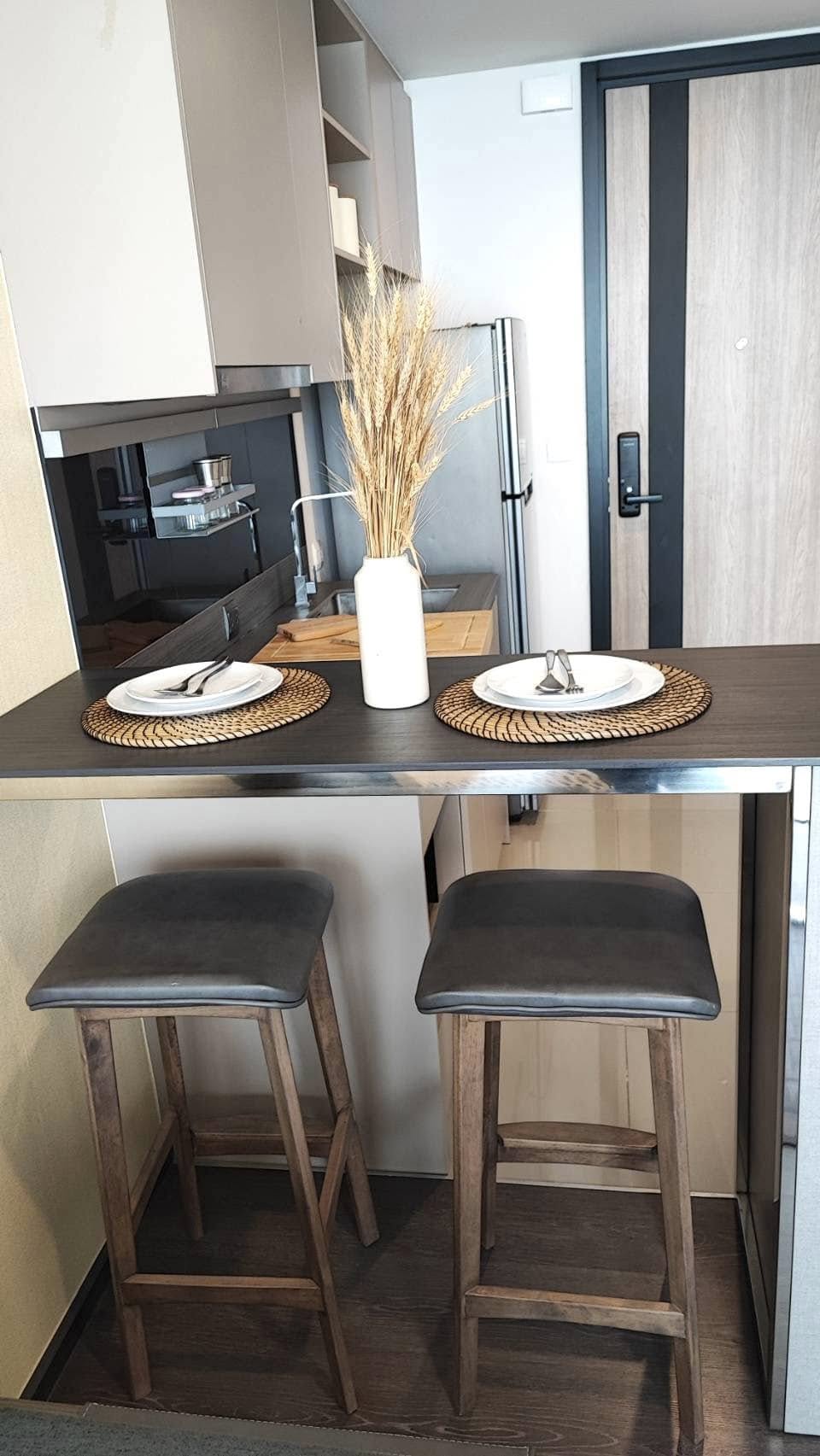 Stylish 1-bed 1-bath condo at Oka Haus Sukhumvit 36, 34.27 sqm, 30th floor river view. For sale at 5.2M. Modern amenities and prime location.