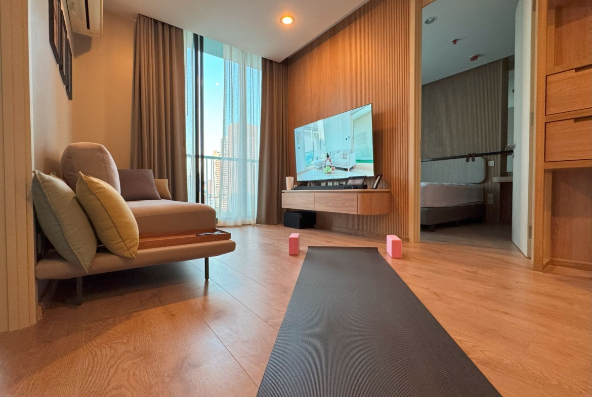 Spacious 2-Bedroom, 2-Bathroom condo for rent at Noble Recole, 62 sqm, fully furnished, with stunning views. Rent at THB 62,000/month. Contact for a viewing today!