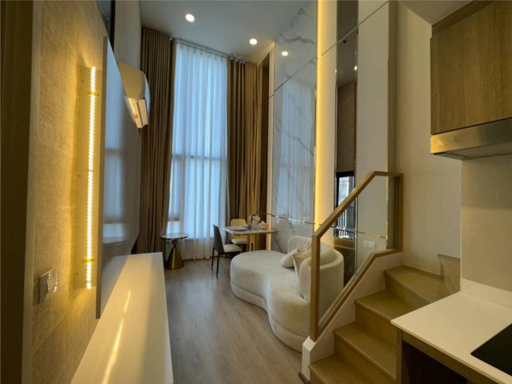 Brand new duplex 2 Bed 1 Bath 52sqm at LIFE Rama 4-Asoke for rent, fully furnished, premium appliances, near BTS Queen Sirikit. 45,000 THB/month.